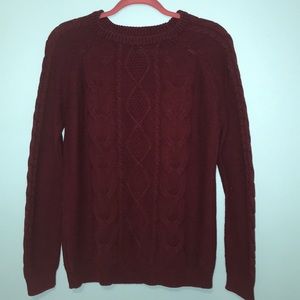 Maroon Cable Knit Sweater